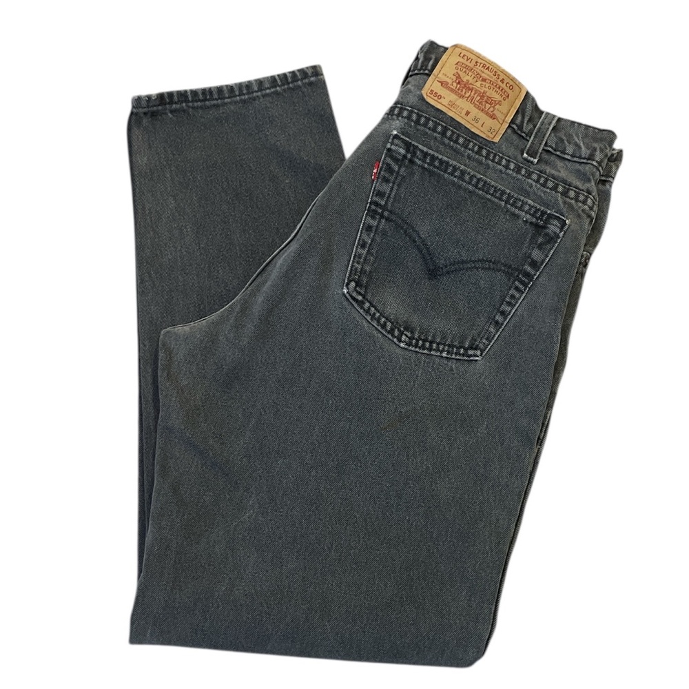 Vintage 90s Levi’s 550 Jeans Relaxed Fit Tapered Leg Faded Black Size 36x32